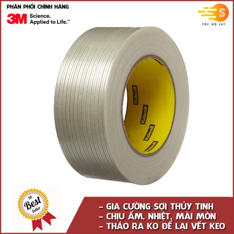 Băng keo cường lực gia cường sợi thủy tinh 24mm x 50m 3M 897 - chiu được mài mòn, độ ẩm, ko chảy keo và tháo không để lại vết keo