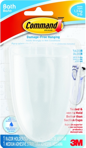Móc treo tường cường lực siêu dính có học đựng đồ 1.3kg Command 3M Bath16