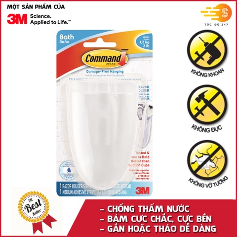 Móc treo tường cường lực siêu dính có học đựng đồ 1.3kg Command 3M Bath16