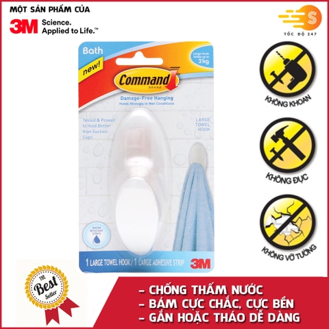 Móc treo tường cường lực siêu dính chống thấm nước 2kg Command 3M Bath17