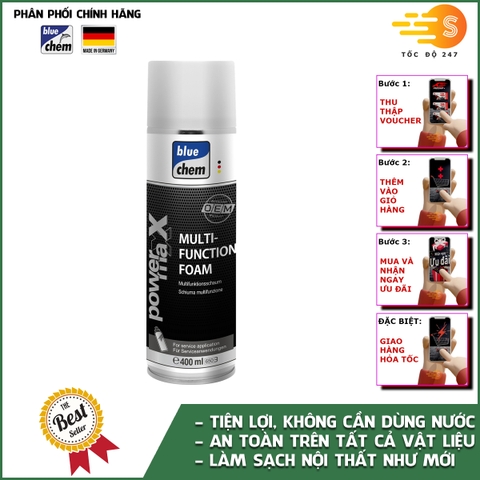 Chai xịt bọt vệ sinh nội thất ô tô đa năng Bluechem 22115-C - Không cần nước, làm sạch nhanh, loại bỏ dầu mỡ, bụi bẩn, đồng thời làm bóng chi tiết