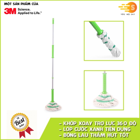 Cây lau nhà trợ lực vắt nước cao cấp Scotch-Brite 3M CLN-TL