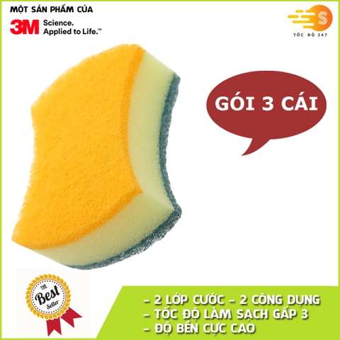 Miếng rửa chén 3X 2 mặt không trầy xước Scotch-Brite 3M CR-2M
