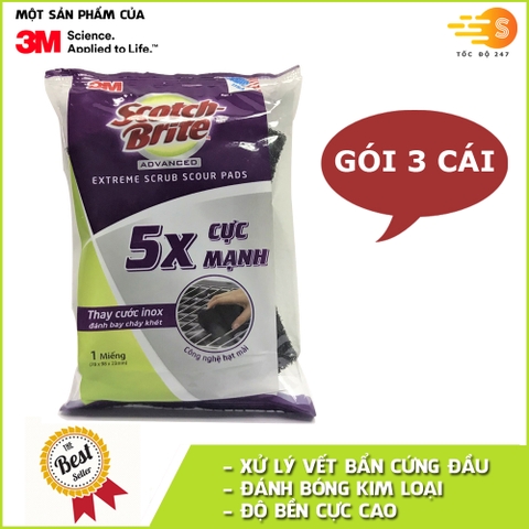 Miếng cước cọ rửa 5X cực mạnh thay cước inox Scotch-Brite 3M CR-5X