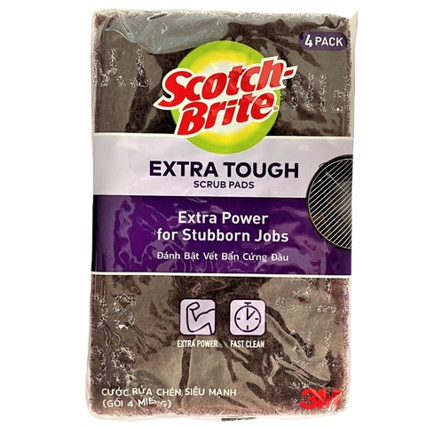 Gói 4 miếng cước cọ rửa mạnh hơn inox Scotch-Brite 3M 7447
