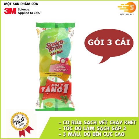 Gói 3 miếng cước cọ rửa sắc màu đa năng siêu bền không làm trầy xước Scotch-Brite 3M CR-SM3