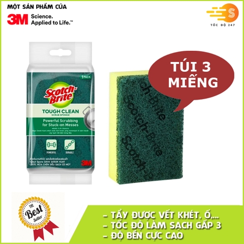 Miếng cước cọ rửa siêu sạch có mút Scotch-Brite 3M CR-SSG1 - Rửa chén siêu nhanh, hàng nhập từ Thái Lan, Lấy sạch vết bẩn cứng đầu