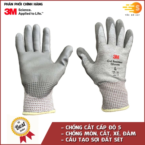 Găng tay chống cắt cấp độ 5 3M GTCC - size L, màu xám trắng