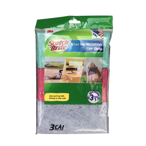 Bộ 3 khăn lau bếp đa năng tiện dụng Microfiber Scotch-Brite 3M KL-BEP3