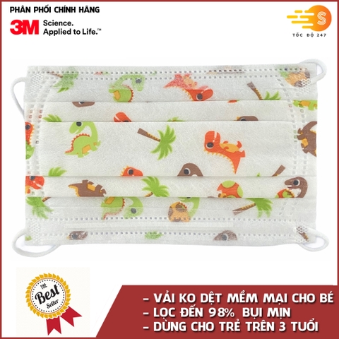 Khẩu trang trẻ em chống bụi và kháng khuẩn lọc 98% bụi mịn, vải không dệt mềm mại Nexcare 3M KT-TE1