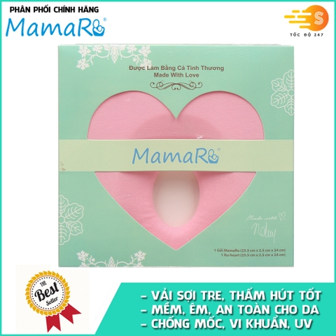 Gối trái tim chống bẹp đầu cho bé hút ẩm tốt Mamaru MA-GOI04 - ngừa hội chứng đầu phẳng, cố định đầu