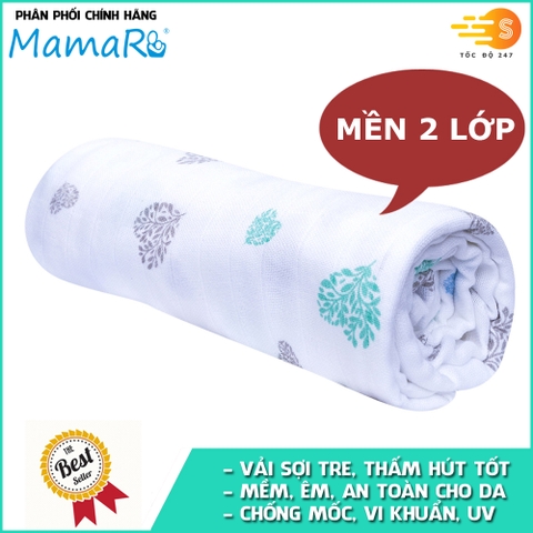 Mền 2 lớp vải tre sợi kép cho bé 125x125 Premium Mamaru MA-MEN2L - Diệt khuẩn, hút ẩm tốt, kháng tia UV