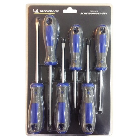 Bộ 6 cây tua vít dẹp, bake đa năng Michelin BS001 - Thép chuyên dụng, tay cầm nhựa chắc chắn, bền bỉ
