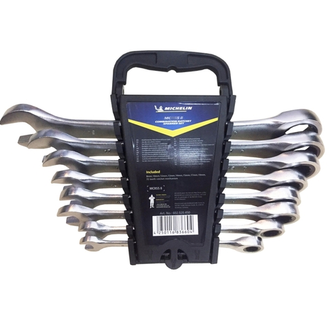 Bộ cờ lê vòng miệng 8 chi tiết 8mm - 19mm đa năng Michelin DS001 - Chìa khóa mở, có hộp đựng, thép chuyên dụng, mở đai ốc bulông dễ dàng