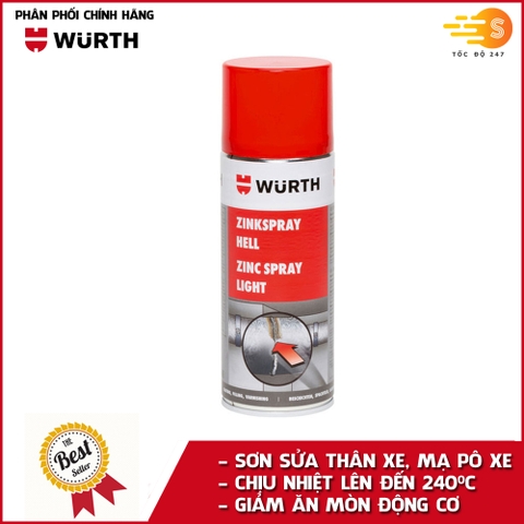 Chai xịt sơn mạ kẽm chống gỉ sét chuyên dụng Wurth WU-MK400