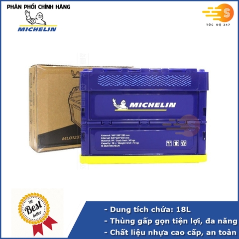 Thùng lưu trữ gấp gọn trên ô tô 18L Michelin ML01237 - Chịu lực cao, tiêu chuẩn Châu Âu, chất liệu cao cấp