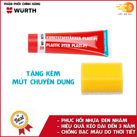 Dung dịch phục hồi nhựa đen nhám cao cấp Wurth WU-PHN75 có kèm mút
