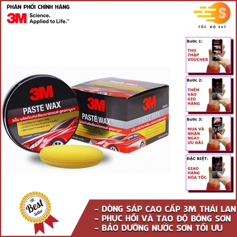 Sáp đánh bóng sơn xe ô tô cao cấp (Paste Wax) 3M 150g PN39526LT - Có tặng kèm mút đánh bóng, làm bóng sơn xe, hiệu quả lâu dài