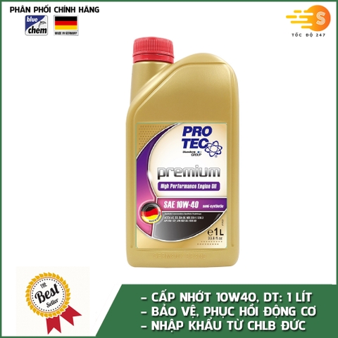 Dầu nhớt bán tổng hợp động cơ cho xe tay ga Pro-tec Premium Bluechem 10W40 PT-10W40-1L 1lít - Phù hợp cho xe chạy xa, chạy phượt, tăng khả năng đầm xe, mát máy