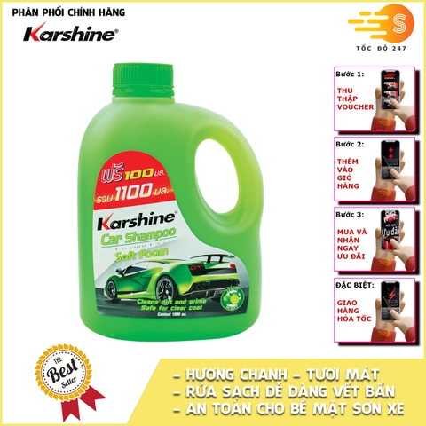 Xà bông rửa xe đậm đặc Car Shampoo  Karshine KA-RX1100 1100ml - nhiều mùi hương, làm sạch bụi bẩn, dầu mỡ