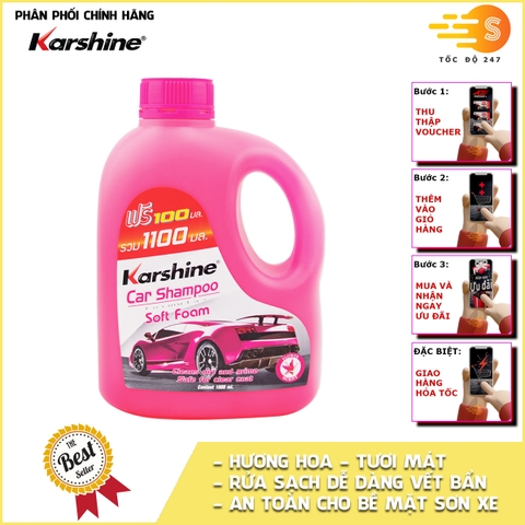 Xà bông rửa xe đậm đặc Car Shampoo  Karshine KA-RX1100 1100ml - nhiều mùi hương, làm sạch bụi bẩn, dầu mỡ