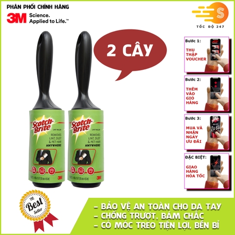 Cây lăn bụi siêu dính loại lớn 30 lớp Scotch-Brite 3M 836R-30 - có bán lõi thay thế, lau nhanh, làm sạch lông thú