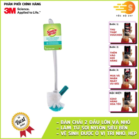 Bàn chải cọ toilet 2 đầu sợi nylon cao cấp Scotch-Brite 3M SB-BCTL-491 - Vệ sinh nhà tắm, nhà vệ sinh, bồn cầu, kháng khuẩn