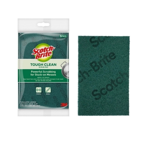 Gói 5 miếng cước rửa chén siêu sạch, sợi cước cao cấp loại lớn 150x100mm Scotch-Brite 3M SB-CRKM-G5 - đa năng, 3 tác động làm sạch, độ bền cao, công nghệ độc quyền