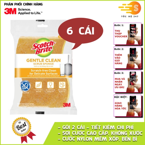 Gói 2 Miếng cước rửa chén có mút không trầy xước 115x70mm Scotch-Brite 3M SB-CRV - Lấy sạch vết bẩn, an toàn nồi chảo, rửa sạch nhanh chóng