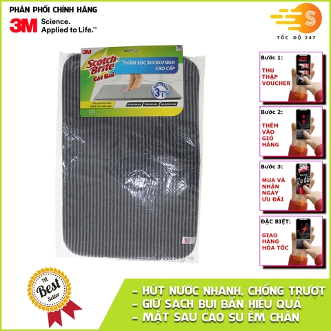 Thảm lót sàn chống trượt cao cấp 3in1 Scotch-Brite 3M 40x60cm - Thảm chùi chân, hút nước, giữ bụi bẩn