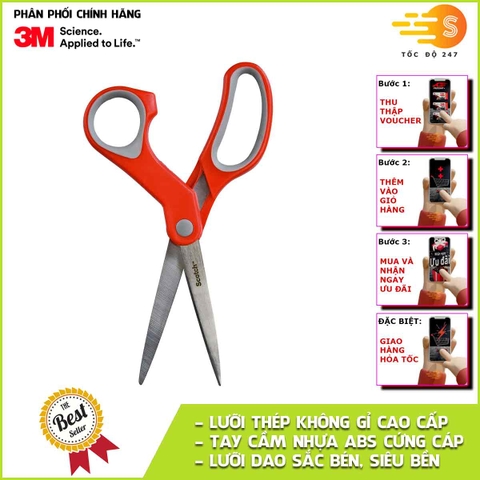 Kéo cắt đa dụng lưỡi thép không gỉ, sắc bén 7in Scotch 3M SB-KEO-1427 - Độ chính xác cao, tay cầm nhựa chắc chắn, kháng khuẩn, siêu bền, dễ dàng vệ sinh