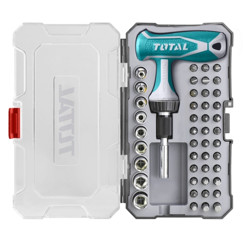 Bộ tua vít vặn tay cầm chữ T 47 chi tiết đa năng TOTAL TACSD30476 - Có hộp đựng, chất liệu thép chuyên dụng CR-V, tay cầm nhựa nhám chắc chắn