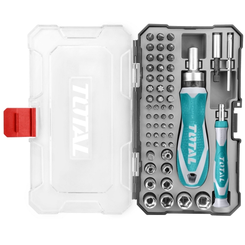 Bộ tua vít 2 thanh vặn tay 55 chi tiết đa năng TOTAL TACSD30556 - Có hộp đựng, chất liệu thép chuyên dụng CR-V, tay cầm nhựa nhám chắc chắn