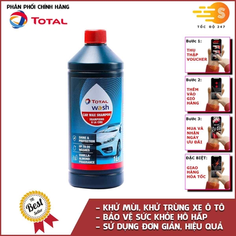 Xà bông rửa xe đậm đặc có chứa sáp phủ bóng sơn xe 2in1 Total Energies TE-CW1L - tỉ lệ pha 1:200, làm sạch bụi bẩn, bùn đất, dầu mỡ, dưỡng tăng độ bóng sơn