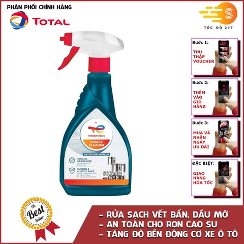 Chai xịt vệ sinh khoang động cơ, lốc máy xe ô tô Total Energies TE-EC500 - Đánh bay vết bẩn, dầu mỡ nhờn, An toàn cho ron cao su, nhựa, dây điện