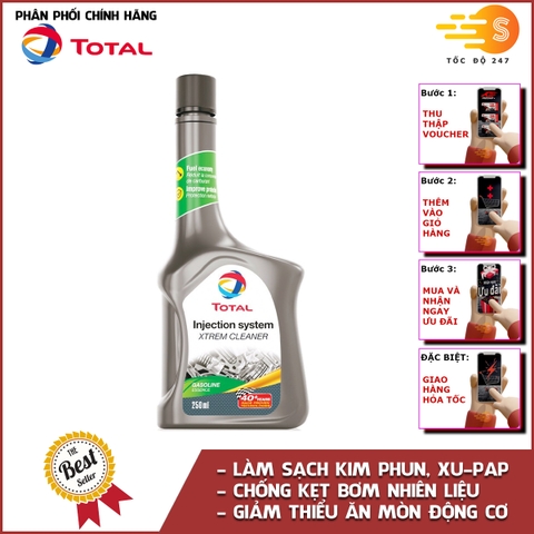 Phụ gia xúc béc xăng cho ô tô Total Energies TE-IS250 250ml - làm sạch hệ thống xăng, tẩy sạch carton, kim phun, đầu xi lanh, tiết kiệm nhiên liệu