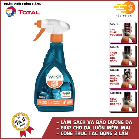 Dung dịch vệ sinh và bảo dưỡng ghế da ô tô Total Energies TE-LC500 500ml - làm mềm mịn da, phục hồi da, chống lão hóa da
