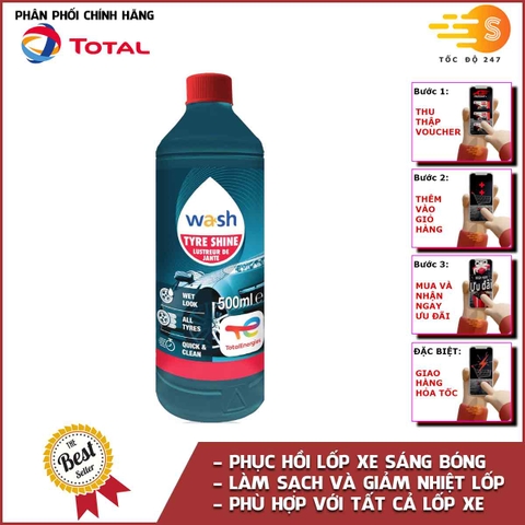 Dung dịch đánh bóng và  bảo dưỡng lốp ô tô Total Energies TE-TS500 500ml - Giảm nhiệt độ lốp xe, chống lão hóa, nứt nẻ, phục hồi màu đen lốp xe