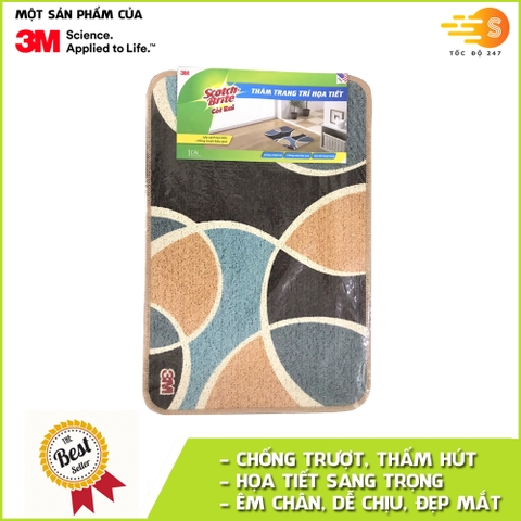 Thảm lót sàn trang trí họa tiết đường cong Scotch-Brite 3M - 40x60cm