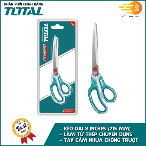 Kéo cắt đa dụng cầm tay 215mm - 275mm TOTAL - nhiều kích thước, chất liệu thép chuyên dụng, không gỉ, tay cầm nhựa chắc chắn