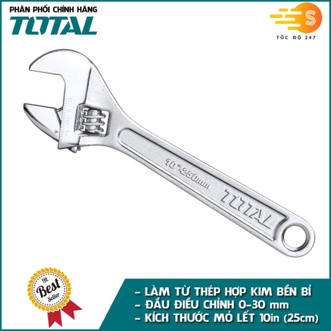 Mỏ lết làm từ thép hợp kim có khóa 6 inches - 10 inches TOTAL - THT101063, THT1010103, mỏ lếch siêu bền, tay cầm chắc chắn