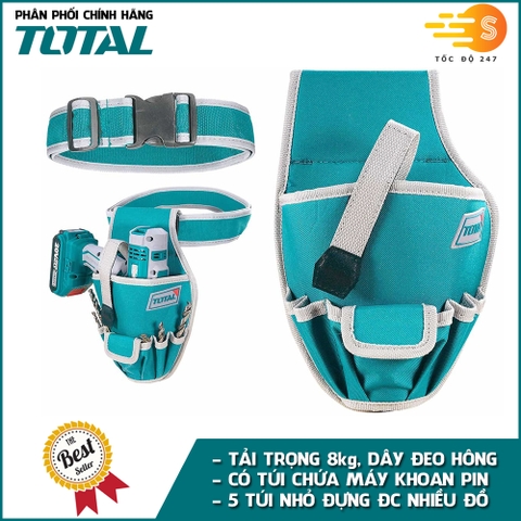 Túi đựng dụng cụ đồ nghề đeo hông TOTAL THT16P4011 (5kg), THT16P3011 (8kg) - Nhiều ngăn chứa, tải trọng lớn, Vải polyeste chắc chắn