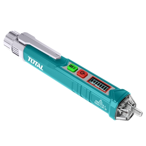 Bút dò điện áp cảm ứng AC 1000V TOTAL THT2910003 - có kèm pin, phân biệt dây nguội nóng, độ chính xác cao, đèn led báo động