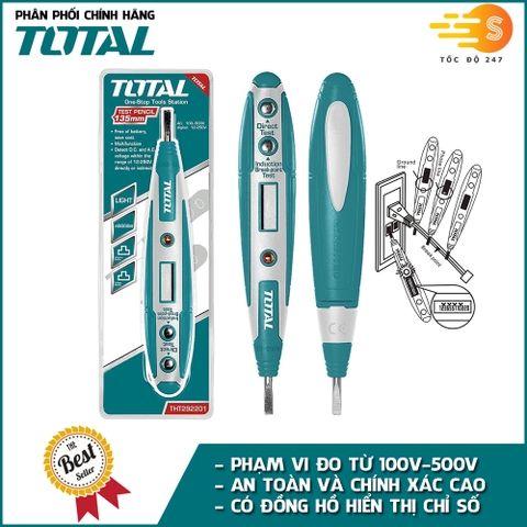 Bút thử điện kỹ thuật số 100-500V TOTAL THT292201 và THT291408 - nhỏ gọn, độ chính xác cao, đèn led báo động