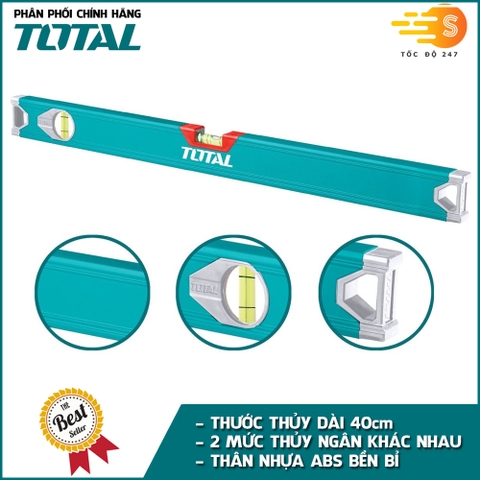 Thước thủy 40cm có 2 mức thủy ngân TOTAL TMT24036 - thân nhựa ABS, độ chính xác cao, nhỏ gọn tiện dụng, chống nước