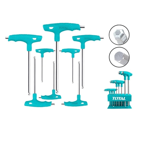 Bộ 8 chìa lục giác có tay cầm chữ T chắc chắn TOTAL THHW80816 - Thép chuyên dụng CR-V, tay cầm nhựa chắc chắn