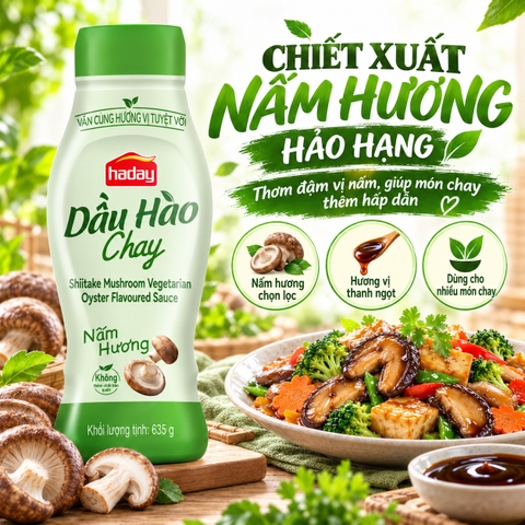 Dầu hào chay nấm hương HADAY (Hải Thiên) 635g VTF-DHC635 - Đậm đà, xào, nấu, ướp, thơm ngon, gia tăng hương vị