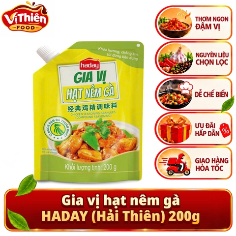 Hạt nêm gà thơm ngon, tăng hương vị HADAY (Hải Thiên) 200g VTF-HNG200 - Túi đựng có vòi tiện lợi
