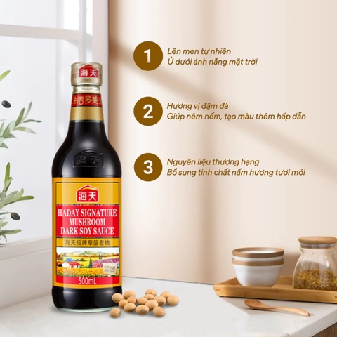 Hắc xì dầu hương nấm hảo hạng HADAY (Hải Thiên) 500ml VTF-HXDN500 - Ướp và tạo màu món ăn thêm hấp dẫn, chay mặn đều dùng được