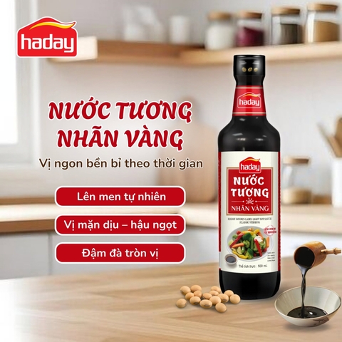 Nước tương nhãn vàng HADAY (Hải Thiên) 500ml VTF-NTV500 - Nội địa Trung, xì dầu, tàu vị yểu, lên men tự nhiên